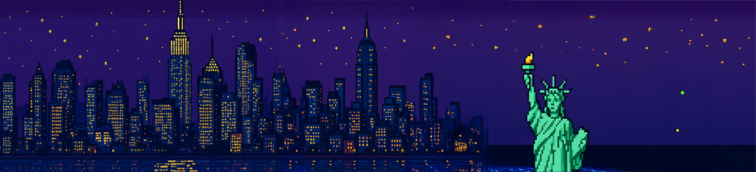 Empire City skyline at night
